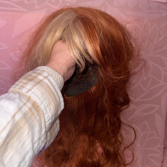 Copper Red Auburn Wig with Blonde Streak - Picture 6 of 6